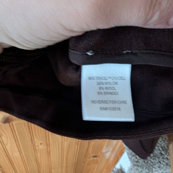 Garnet Hill Eclipse Knit Zip Front Moto Jacket Mandarin Collar Brown Size Large - Picture 3 of 6